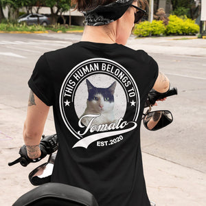 GeckoCustom Human Belongs To Dog Cat Personalized Custom Photo Dog Cat Pet Backside Shirt C251N