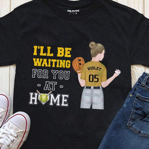 GeckoCustom I'll Be Waiting For You At Home Softball Girl Shirt Youth Tee / Black / YS