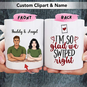 GeckoCustom I'm Glad We Swiped Right Couple Coffee Mug, Valentine Gift HN590