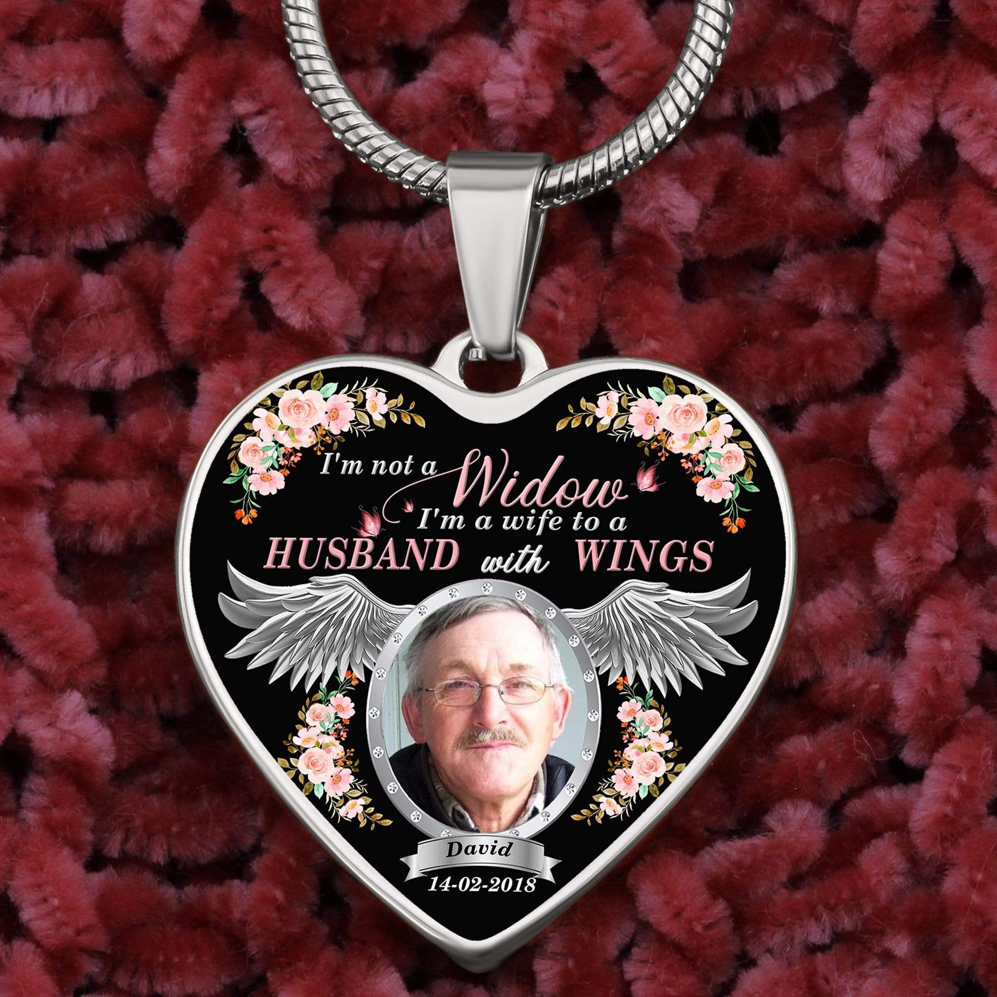 GeckoCustom I'm Not A Widow Custom Name Heart Necklace Luxury Necklace (Silver)