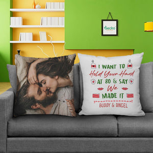 GeckoCustom I Want To Hold Your Hand At 80 Couple Throw Pillow HN590