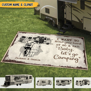 GeckoCustom I Want To Hold Your Hand Camping Patio Rug N369 HN590