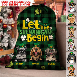 GeckoCustom Let the Shenanigans Begin St.Patrick's Day Dog Sack HN590 33x39 cm