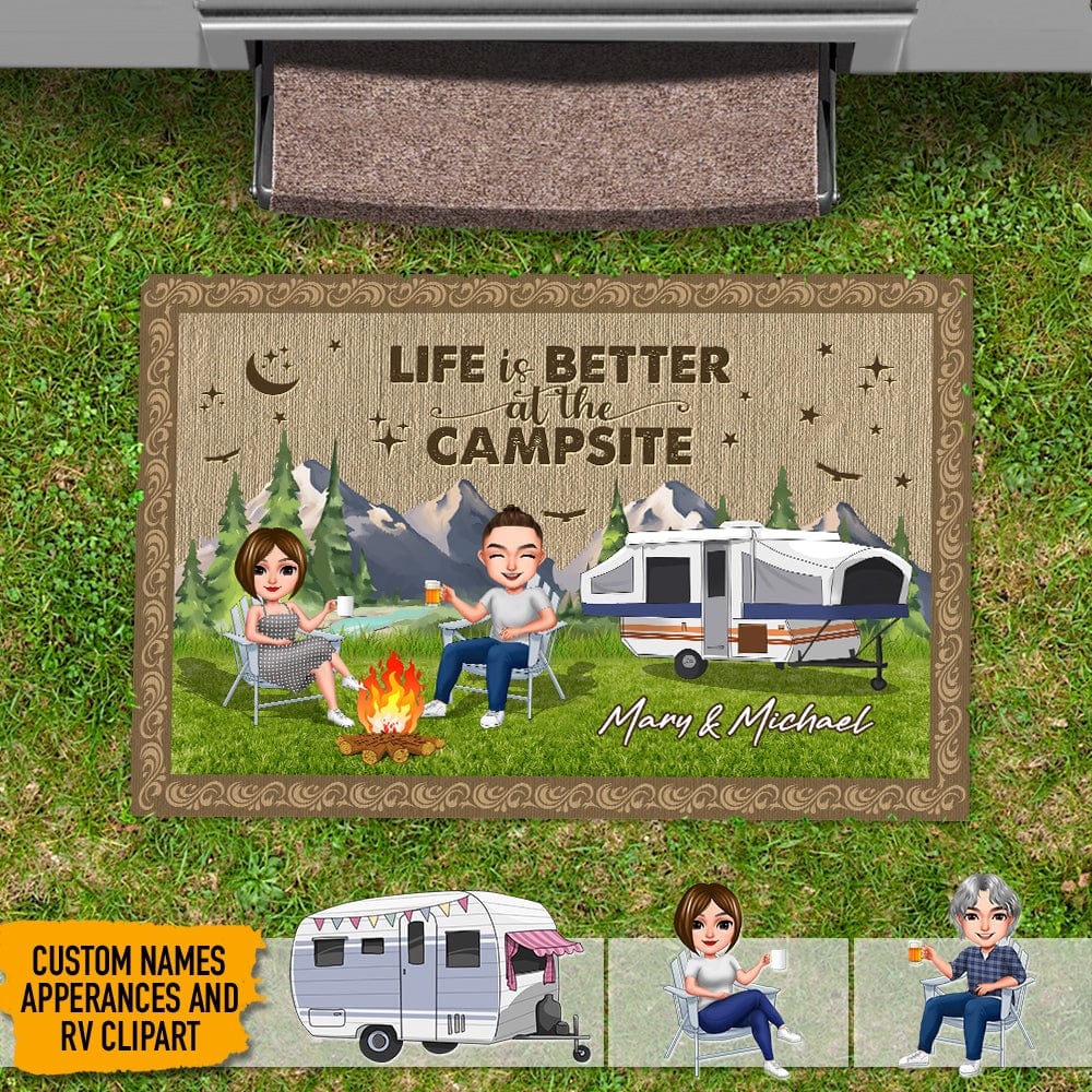 GeckoCustom Life Is Better At The Campsite Camping Doormat K228 HN590