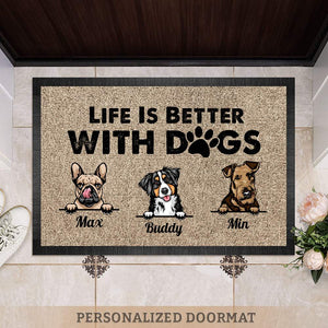 GeckoCustom Life Is Better With Dog Doormat, Dog Lover Gift, Non-slip Welcome Mats HN590