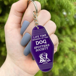 GeckoCustom Life Time Member Dog Keychain, The Dog Spotters Society Hexagon Keychain HN590