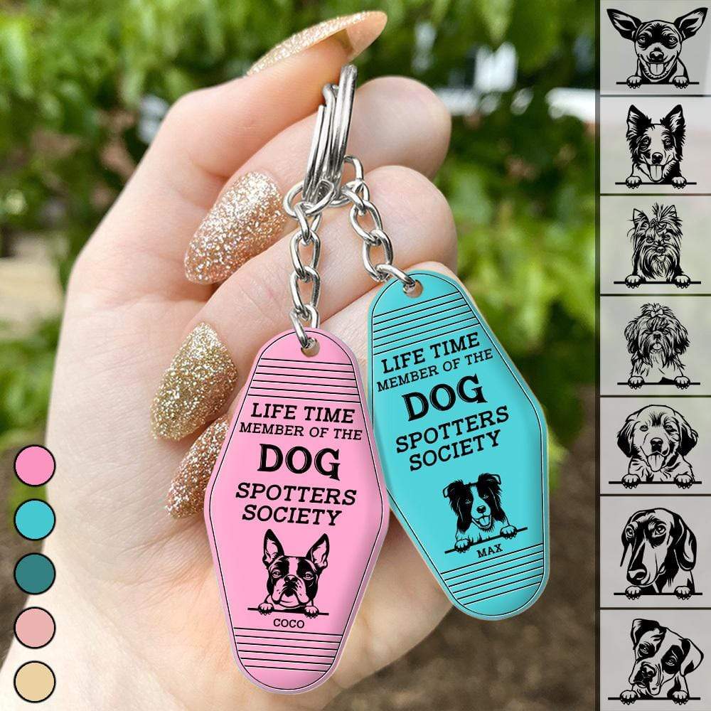 GeckoCustom Life Time Member Dog Keychain, The Dog Spotters Society Hexagon Keychain HN590 1 Piece / 3"H x 1.5"W