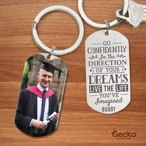 GeckoCustom Live The Life You've Imagined Graduation Metal Keychain HN590