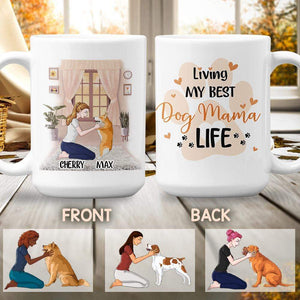 GeckoCustom Living My Best Dog Mama Life Dog Coffee Mug, Dog Lover Gift, Gift For Mother's Day HN590 11 oz / Gloss Ceramic / White