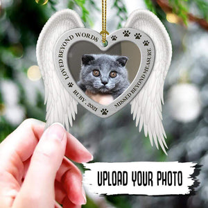 GeckoCustom Loved Beyond Words Missed Beyond Measure Pet Photo Ornament, Pet Loss Gift HN590 MDF / 2.75” tall & 1/8 thick