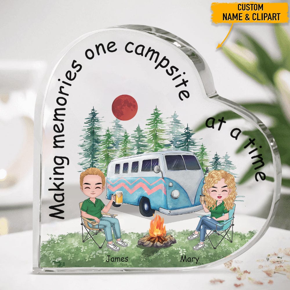 GeckoCustom Making Memories Campsite At A Time Camping Heart Shaped Acrylic, T368 HN590