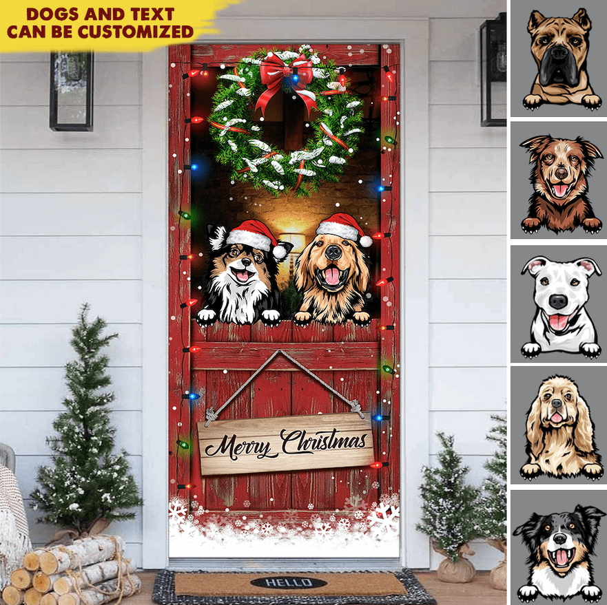 GeckoCustom Merry Christmas Dog Door Cover HN590