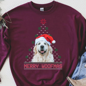 GeckoCustom Merry Woofmas Personalized Custom Photo Dog Sweatshirt, Dog Lover Sweater Christmas C474