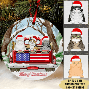 GeckoCustom Merry Xmas Truck Car Dogs Cats Christmas Ornament Pack 2 - 20% OFF / 2.75" tall - 0.125" thick