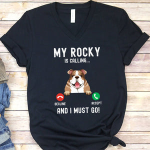 GeckoCustom My Dog Is Calling Custom Dog Shirt C206 Women V-neck / V Black / S