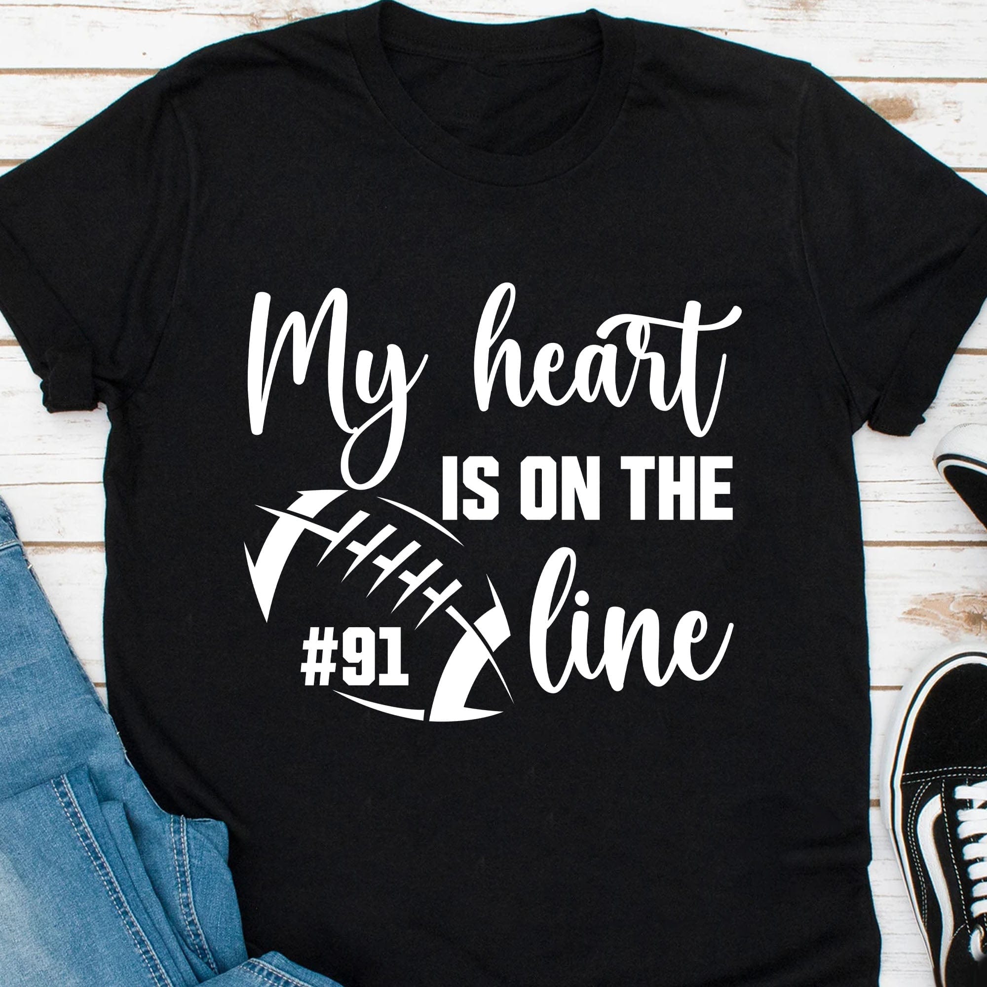 GeckoCustom My Heart Is On The Line Personalized Custom Football Shirt C481