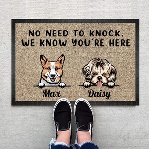 GeckoCustom No Need To Knock Doormat, Dog Lover Gift, Custom Quotes HN590