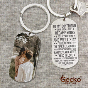 GeckoCustom Once Upon A Time I Became Yours & You Became Mine Couple Metal Keychain, Valentine Gift HN590