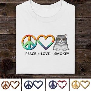 GeckoCustom Peace Love Cat Personalized Custom Cat Mom Cat Dad Shirt C409