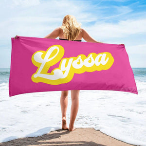 GeckoCustom Personalized Beach Towel Retro Custom Name, HN590