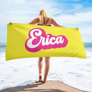 GeckoCustom Personalized Beach Towel Retro Custom Name, HN590