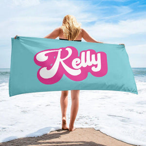 GeckoCustom Personalized Beach Towel Retro Custom Name, HN590