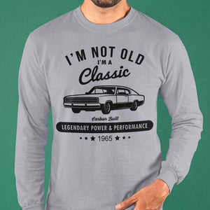 GeckoCustom Personalized Birthday Shirt, Not Old Classic Car Birthday Shirt Long Sleeve / Colour Sport Grey / S