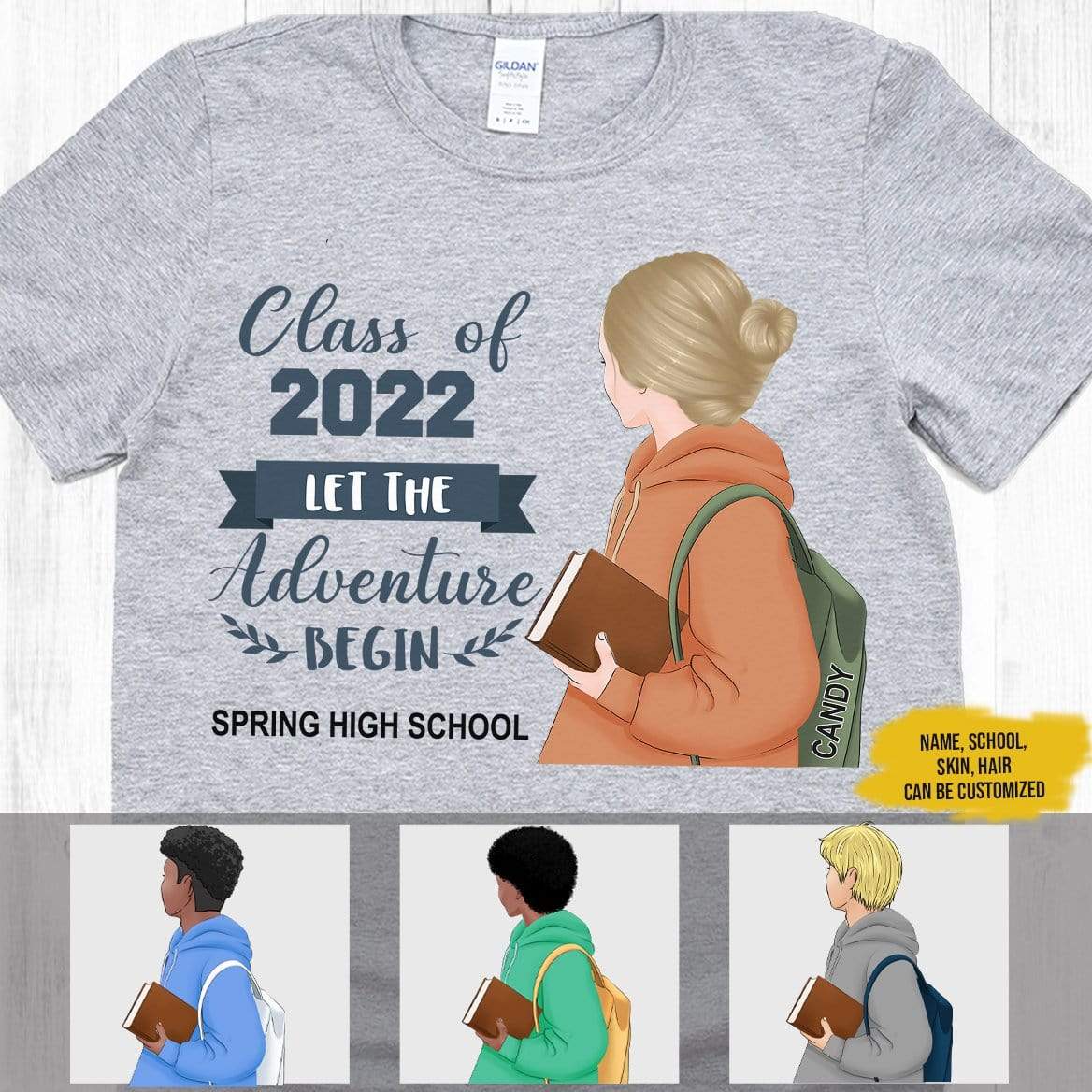 GeckoCustom Personalized Class of 2022 Custom Shirt, Let The Adventure Begin Senior 2022, Class Of 2022 Shirt Unisex T-Shirt / Sport Grey / S