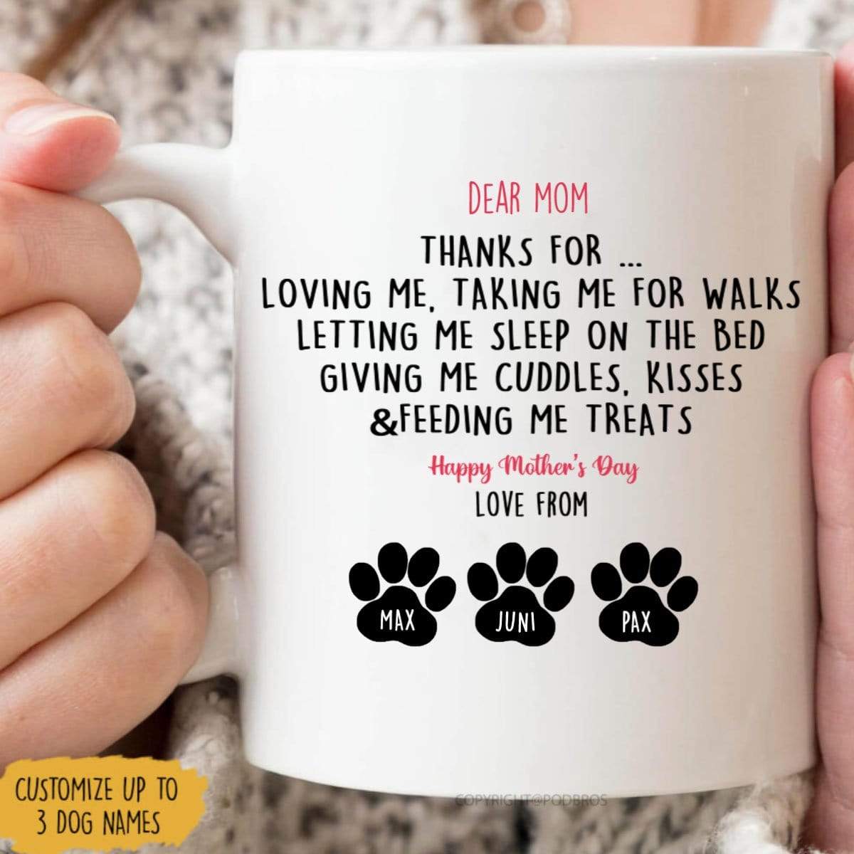 GeckoCustom Personalized Custom Coffee Mug, Dog Lover Gift, Thanks For Feeding Me Treats