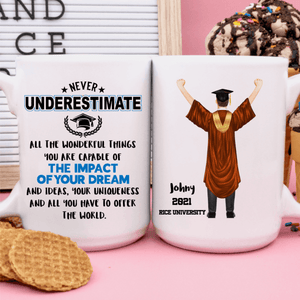 GeckoCustom Personalized Custom Coffee Mug, Graduation Gift, Never Underestimate All the Wonderful Things