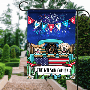 GeckoCustom Personalized Custom Dog Garden Flag, Happy Fourth Of July Dog Flag, Dog Lover Gift 12"x18"