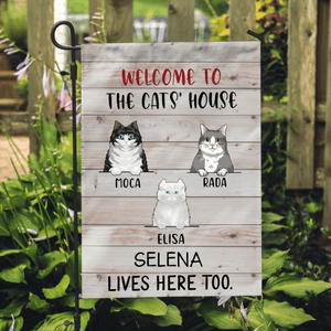 GeckoCustom Personalized Custom Garden Flag, Cat Lover Gift, Welcome To The Cat's House 12"x18"