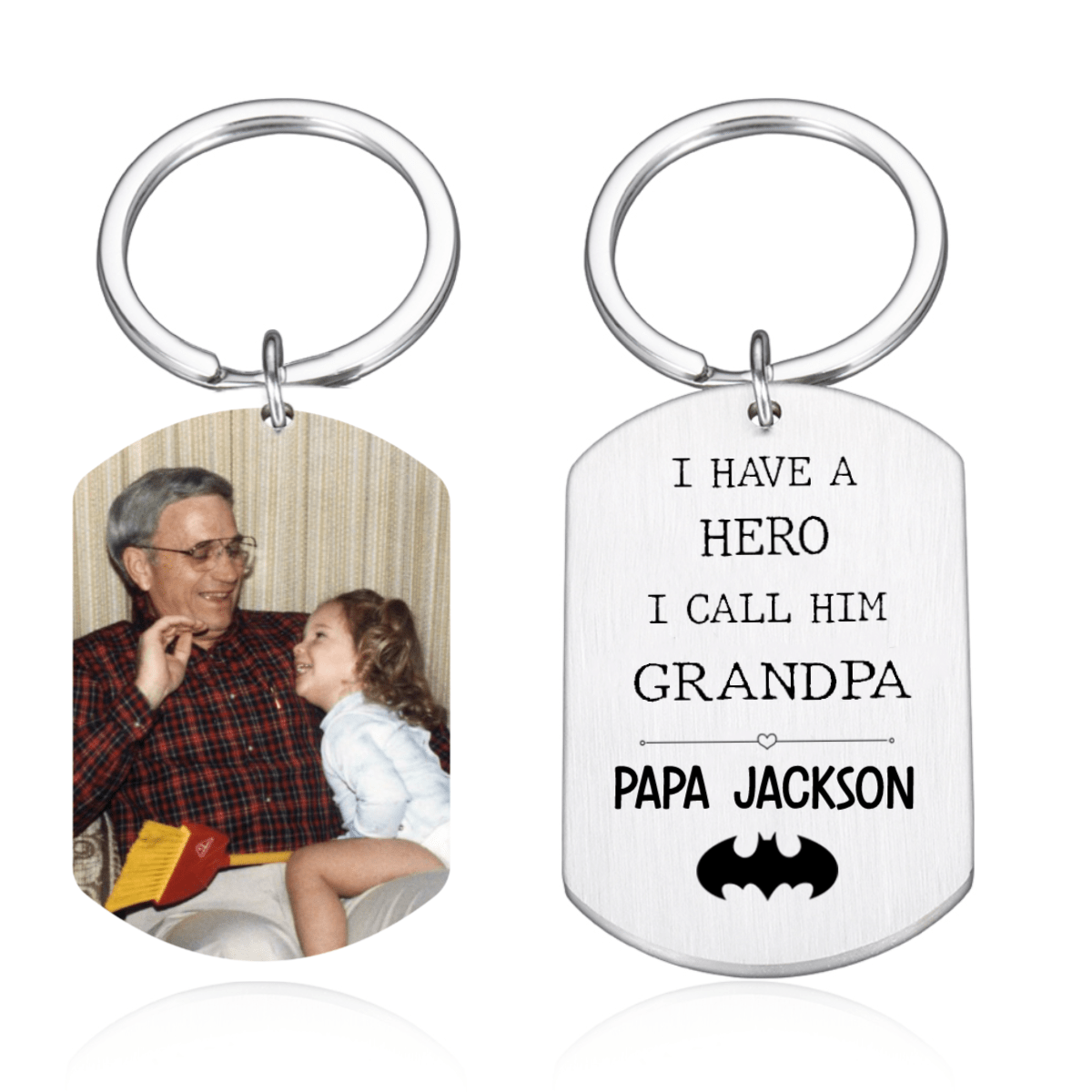 GeckoCustom Personalized Custom Keychain, Gift For Dad, I Have A Hero I Call Him Dad