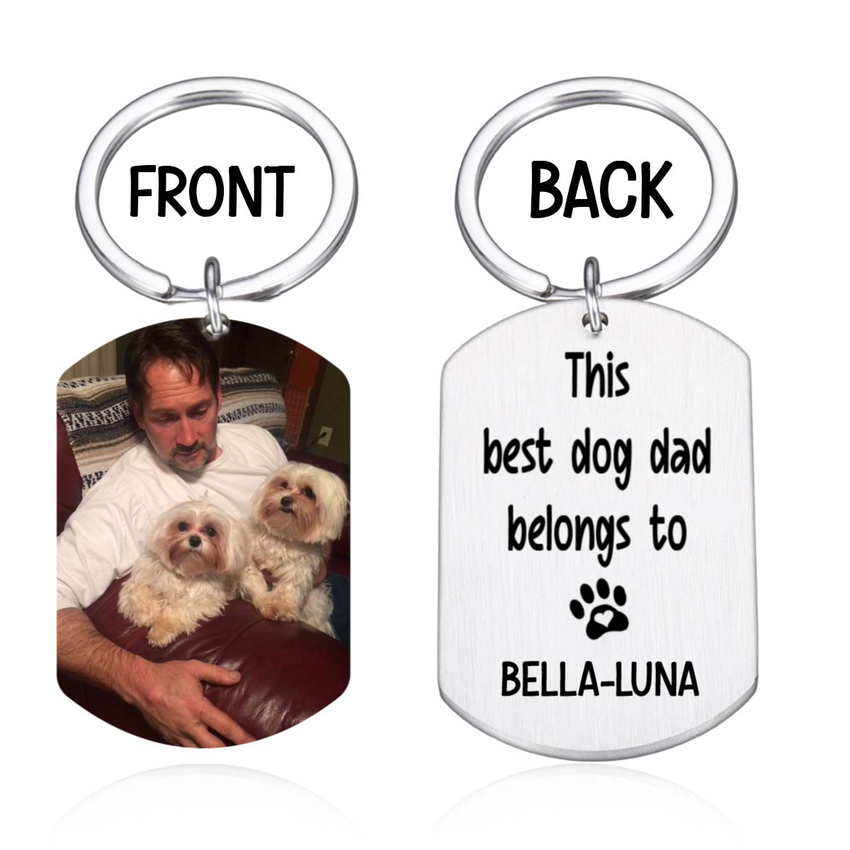 GeckoCustom Personalized Custom Keychain, Gift For Dad, This Best Dog Dad Belongs To