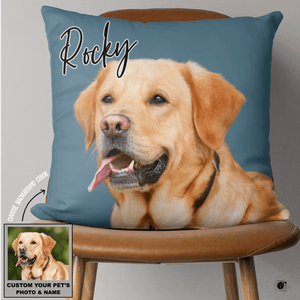 GeckoCustom Personalized Custom Photo Dog Throw Pillow, Pet Photo Custom, Dog Lover Gift 12"x12" / Pack 1