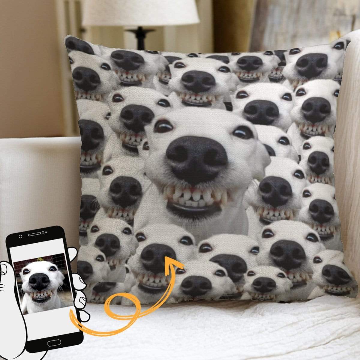 GeckoCustom Personalized Custom Photo Dog Throw Pillow, Pets Photo Seamless Pillow, Dog Lover Gift 12"x12" / Pack 1