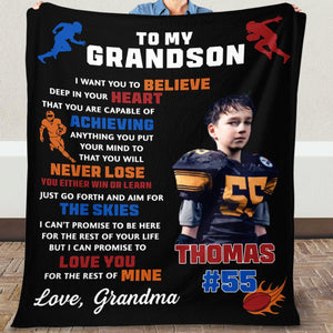 GeckoCustom Personalized Custom Photo Football Blanket C544 VPS Cozy Plush Fleece 30 x 40 Inches (baby size)