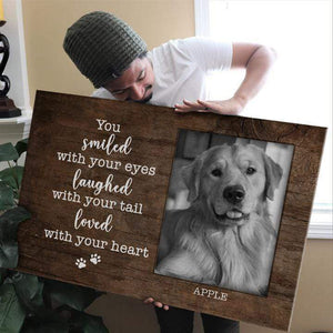 GeckoCustom Personalized Custom Print Canvas, Dog Lover Gift, You Smiled With Your Eyes Laughed With Your Tail Loved With Your Heart