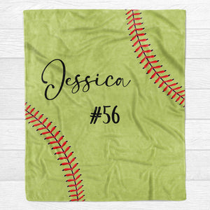 GeckoCustom Personalized Custom Softball Blanket C528 VPS Cozy Plush Fleece 30 x 40 Inches (baby size)