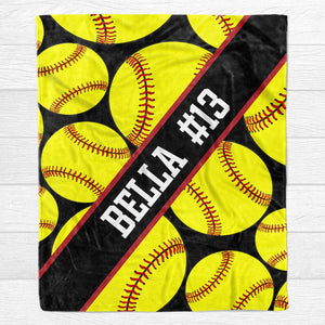 GeckoCustom Personalized Custom Softball Blanket H533