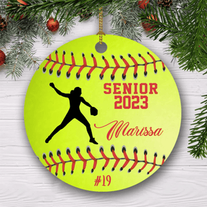 GeckoCustom Personalized Custom Softball Christmas Ornaments H526 Pack 1 / 2.75" tall - 0.125" thick