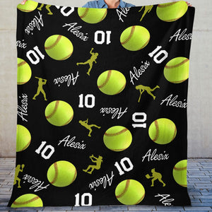 GeckoCustom Personalized Custom Softball Collage Blanket H531