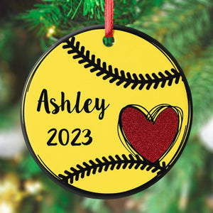 GeckoCustom Personalized Custom Softball Ornament C527 Pack 1 / 2.75" tall - 0.125" thick