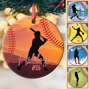 GeckoCustom Personalized Custom Softball Ornament C529 Pack 1 / 2.75" tall - 0.125" thick