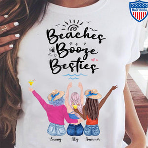 GeckoCustom Personalized Custom T Shirt, Best Friend Gift, Beaches Booze Besties