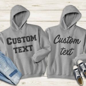 GeckoCustom Personalized Custom T Shirt, Bright Apparel For Men, Custom Text Pullover Hoodie / Sport Grey Colour / S