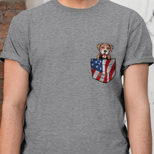 GeckoCustom Personalized Custom T Shirt, Dog Lover Gift, 4th Of July Gift, American Pocket Dog