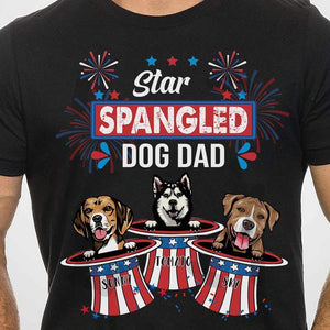 GeckoCustom Personalized Custom T Shirt, Dog Lover Gift, 4th Of July Gift, Star Spangled Dog Dad