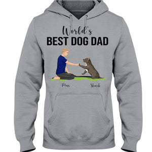 GeckoCustom Personalized Custom T Shirt, Dog Lover Gift, Fathers Day Gift, The Best Dog Dad Ever Pullover Hoodie / Sport Grey Colour / S