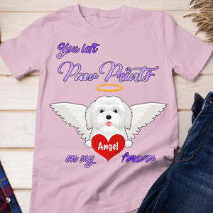 GeckoCustom Personalized Custom T Shirt, Dog Lover Gift, Paw Prints On My Hearts